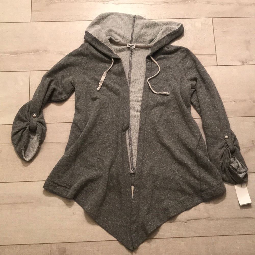 Splendid grey knit sweatshirt cardigan hooded S
